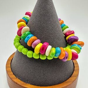 Colorful Set of Two 90s Era Stretch Beaded Bracelets